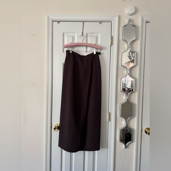 Worthington Brown Faux Wrap Maxi Skirt Size 10T - Picture 7 of 10